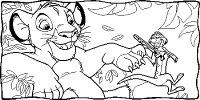 A coloring page of the lion king